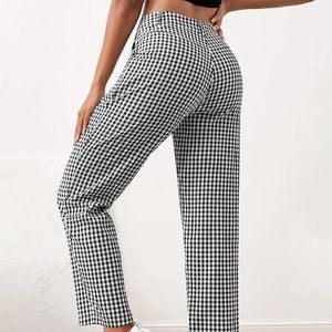 Plaid slant pocket pants